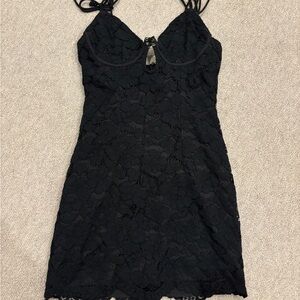 MORE TO COME Chic Black Lace Mini Dress